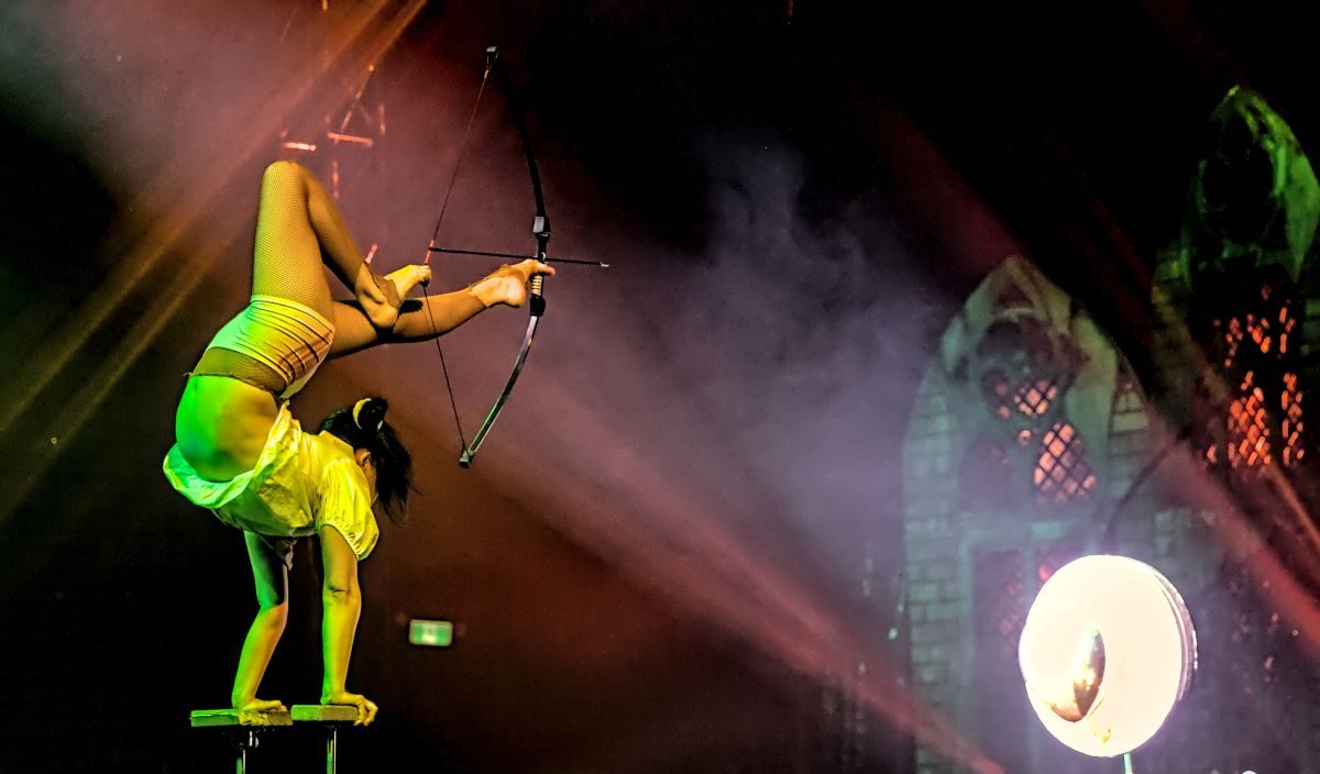 A Paranormal Cirque bow-and-arrow/contortionist act. The human circus will perform Jan. 9-19 under a big-top tent set up in Miramar Regional Park. (Cirque Italia/Courtesy)